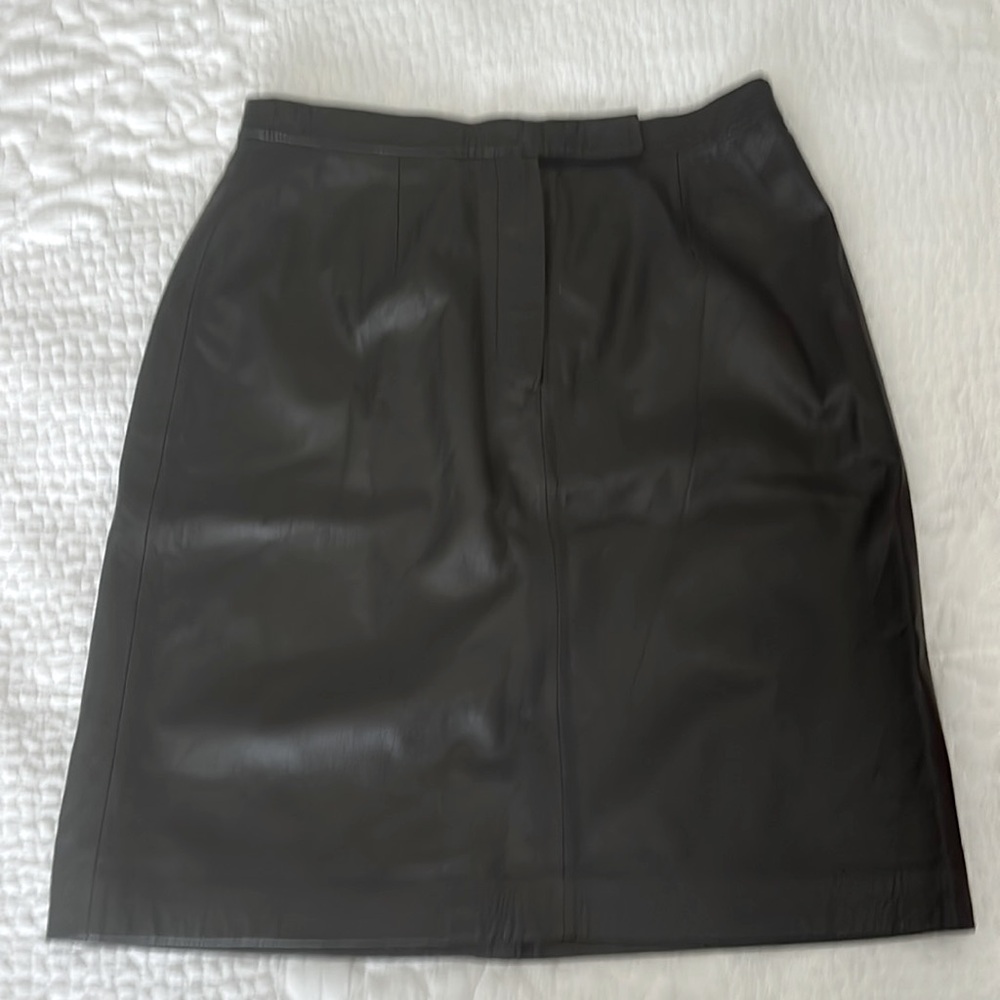 Genuine Black Leather Pencil Skirt